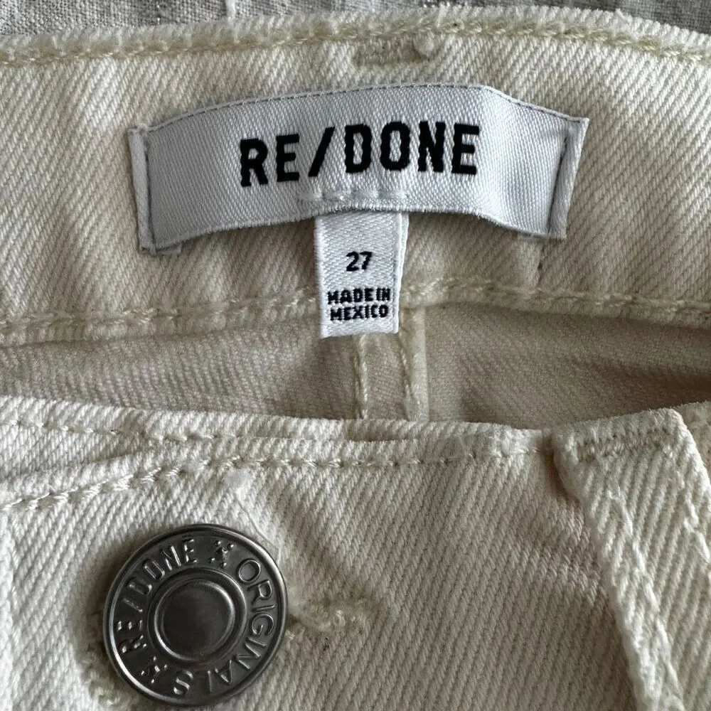 Re/Done 70’s Stove Pipe Straight Leg Jeans 27 White